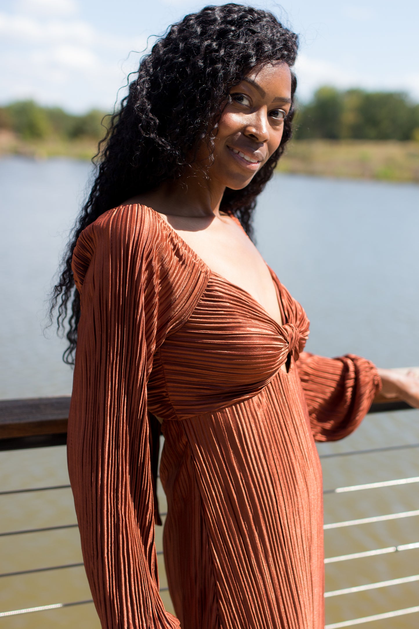 Kelce Cut-Out Midi Ribbed Dress