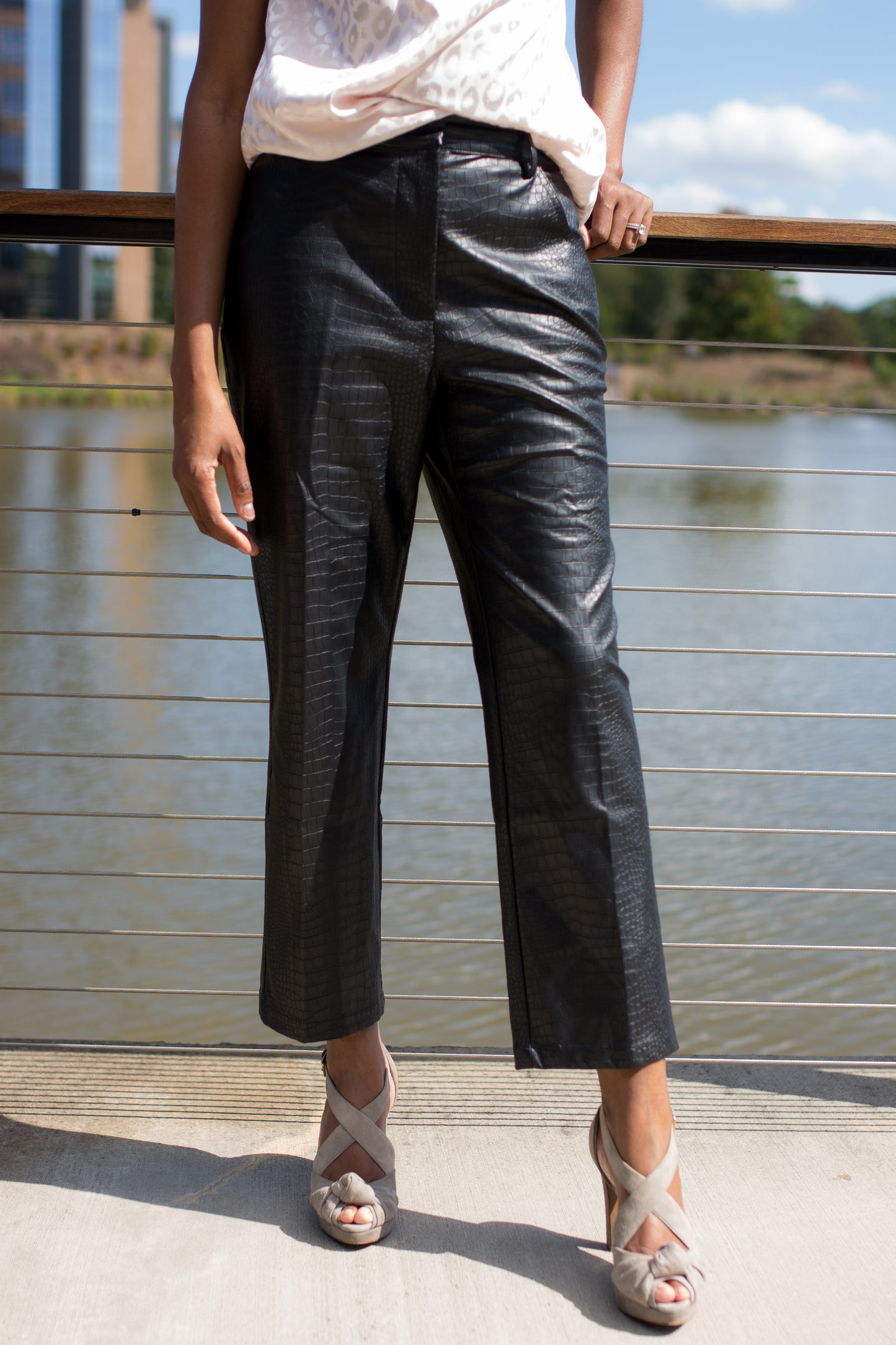 Dang Gina Textured Vegan Leather Pants